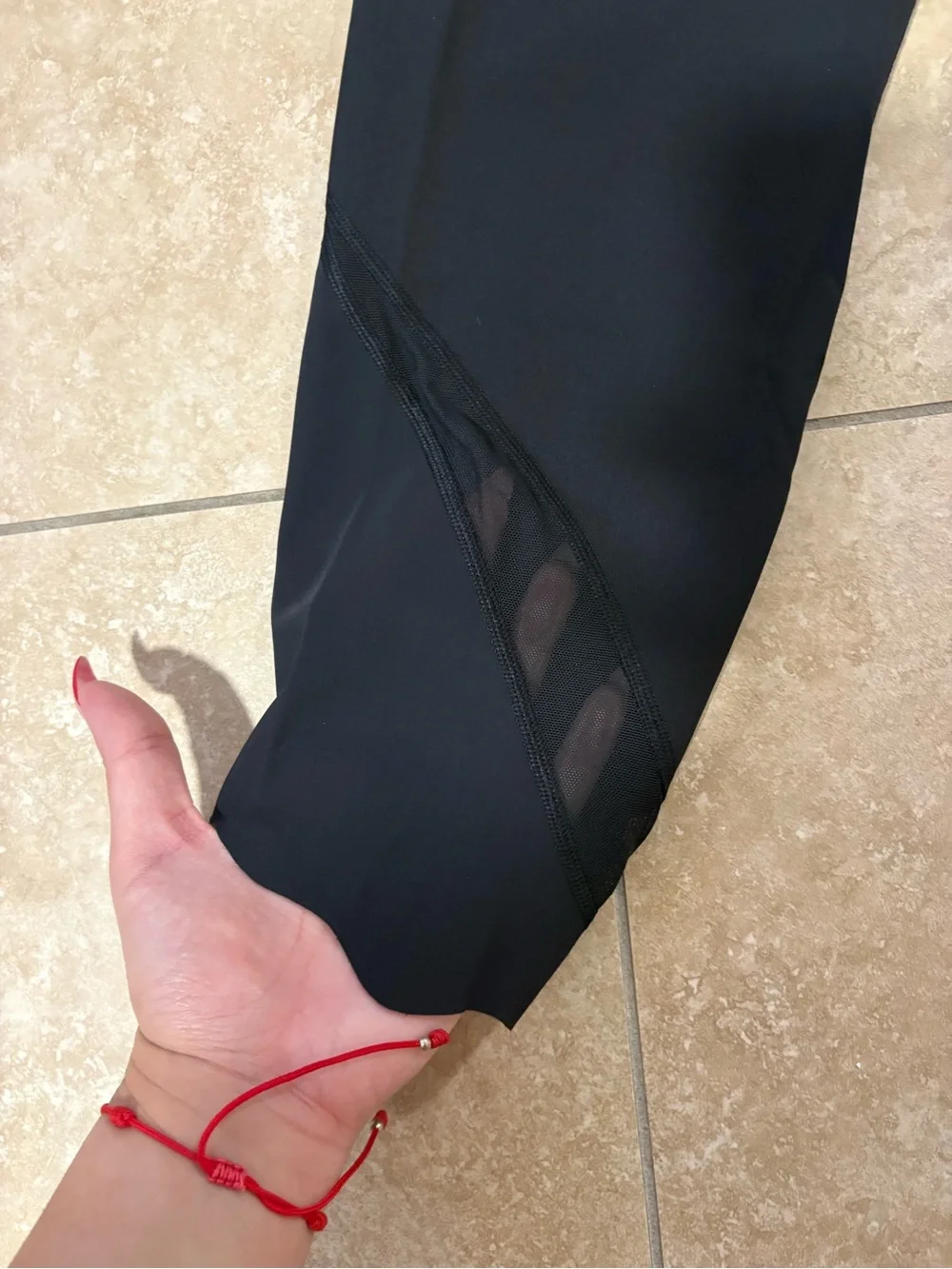 Lululemon Black High-Waist Cropped Mesh Calf  Workout Leggings